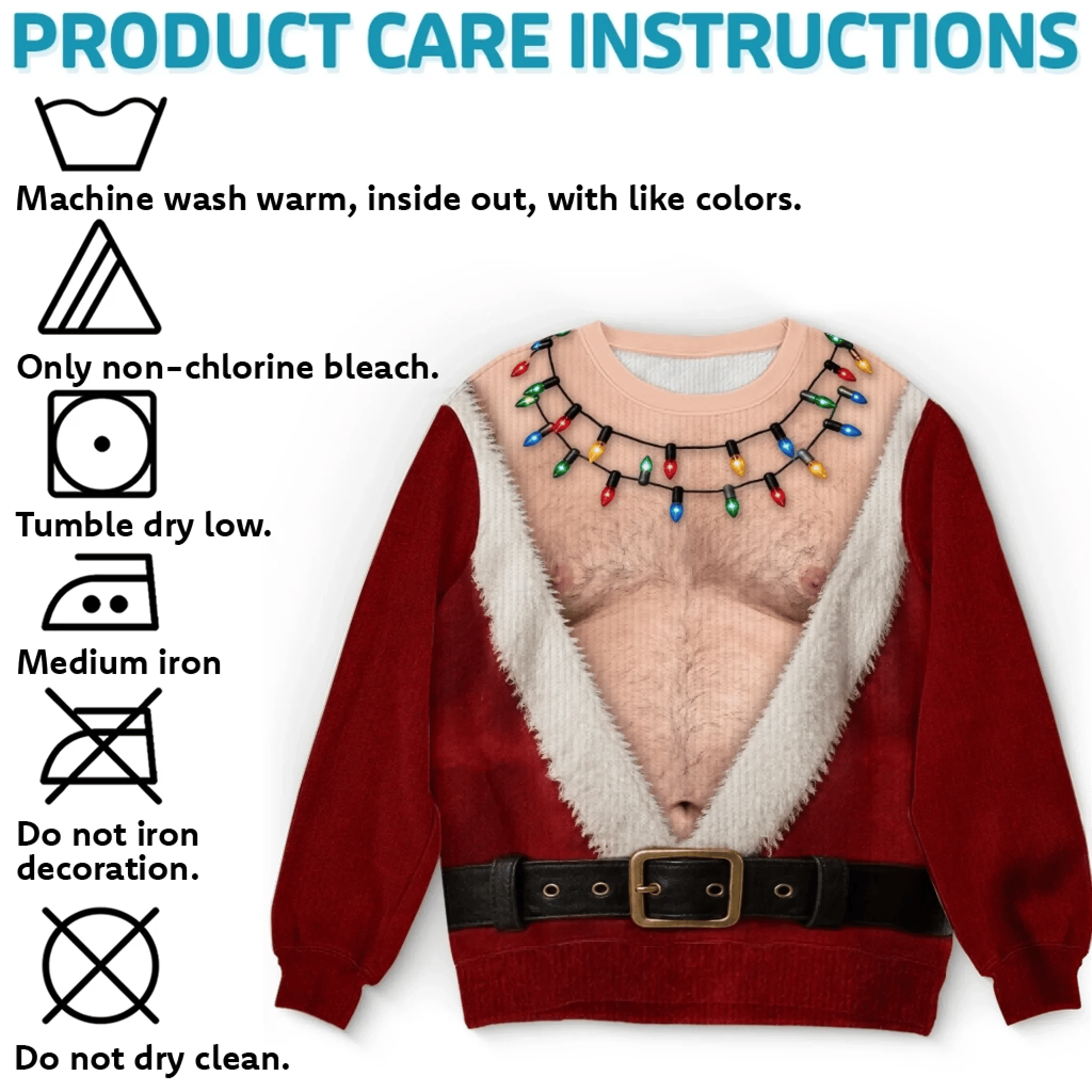 A unique, funny ‘naughty’ jumper – a personalised Christmas or birthday present for your husband, son, grandson, brother, grandad, dad or yourself – ‘Father Christmas is showing off his abs today’