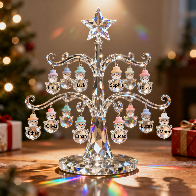 Personalized Christmas Hat Family Christmas Tree Crystal Desktop Ornament