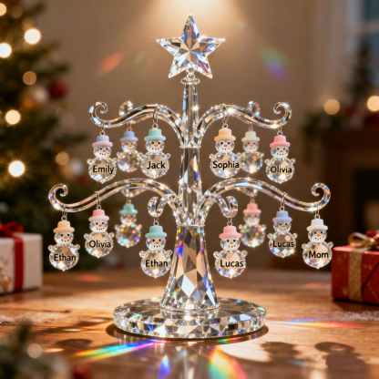 Personalized Christmas Hat Family Christmas Tree Crystal Desktop Ornament