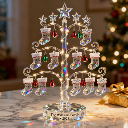 Personalized Christmas Hat Family Christmas Tree Crystal Desktop Ornament