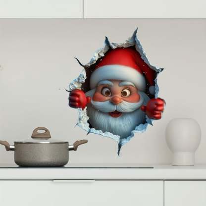 🎄🎅Christmas Creative Wall Sticker, Santa Claus Cartoon Design, Holiday Home Decor