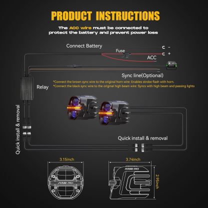 Motorcycle Fog Light | 120W LED Amber Auxiliary Light | DRL & Strobe | IP67 Waterproof | ECE & SAE Compliant