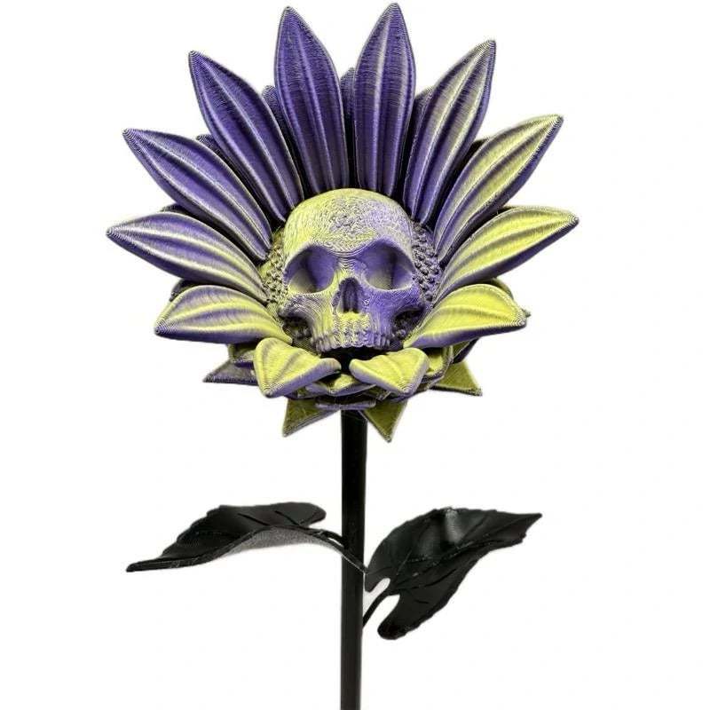 💀Forbidden Sunflower🌻 – Gothic Skull Bloom Decor