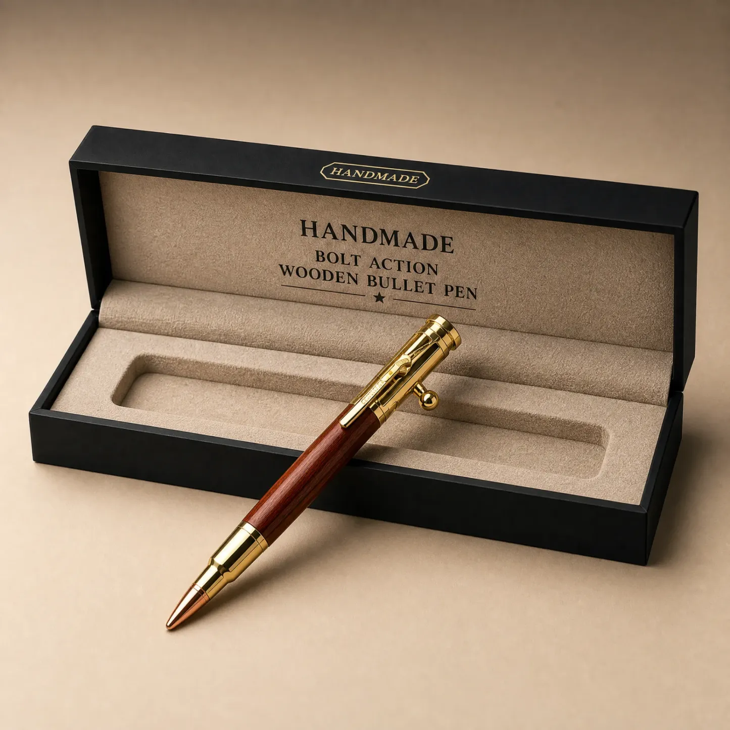🖊100% Handmade Bolt Action Wooden Bullet Pen | Crafted From Real Wood & Bullet Casing