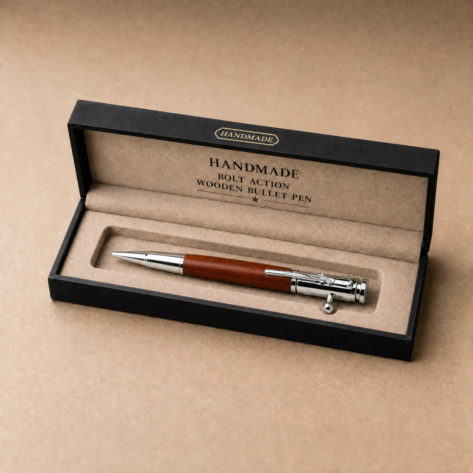 🖊100% Handmade Bolt Action Wooden Bullet Pen | Crafted From Real Wood & Bullet Casing