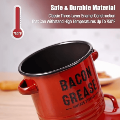 Bacon grease 6pc set 46 oz bacon grease container with strainer and food-grade silicone spatula-Two sponges