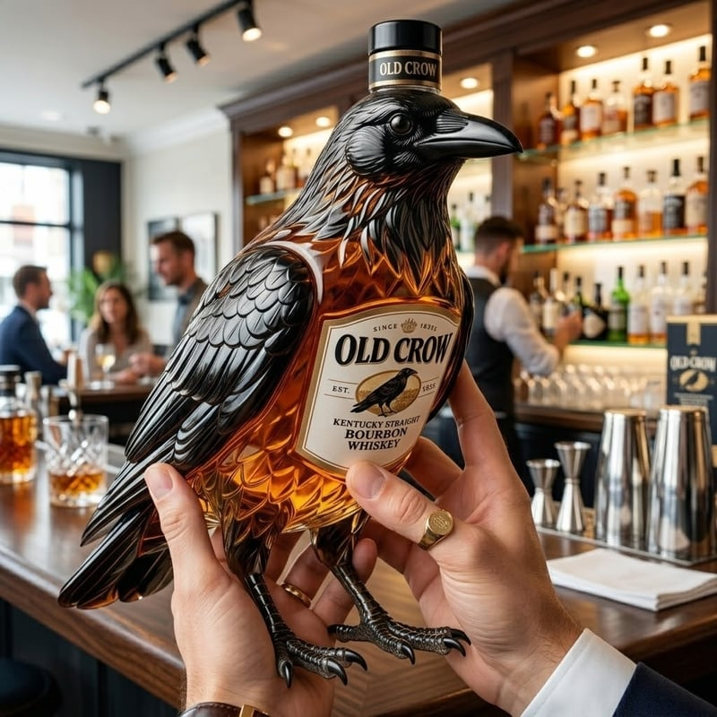 💥Old Crow 3D Crow-Shaped Bourbon Bottle— For Those Who Laugh at Life and Give Zero F*cks!