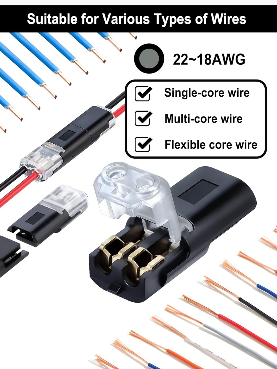 💥Last Day 49% OFF🔧Double-Wire Plug-in Connector Led Light Strip Connectors 2 Pin