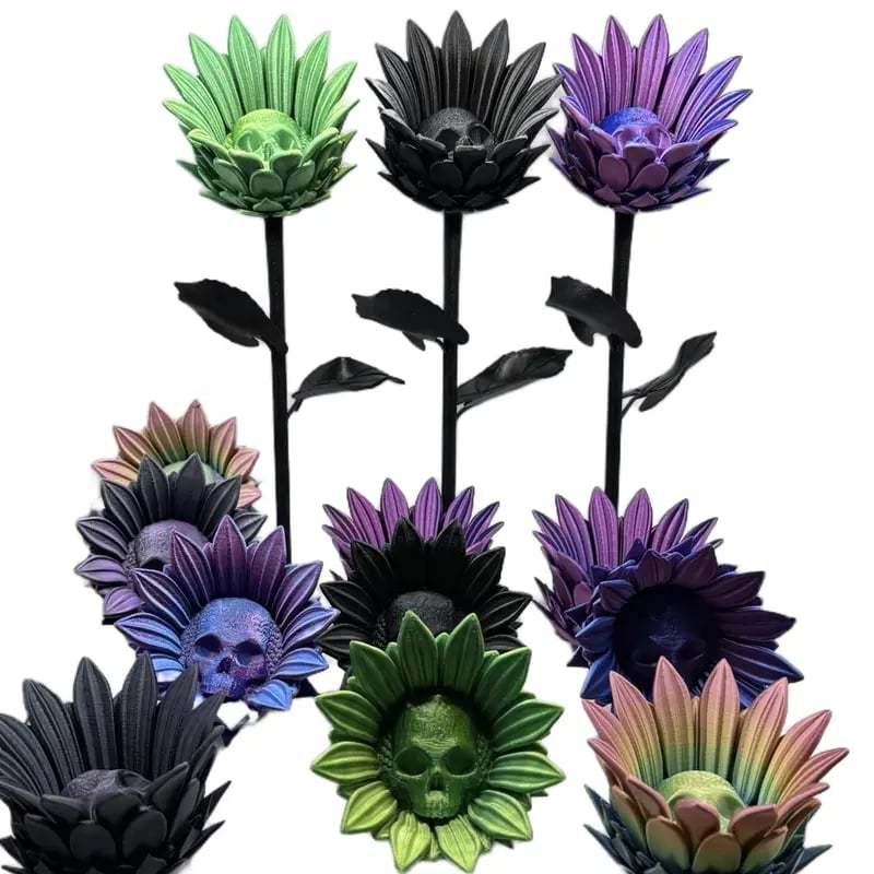 💀Forbidden Sunflower🌻 – Gothic Skull Bloom Decor