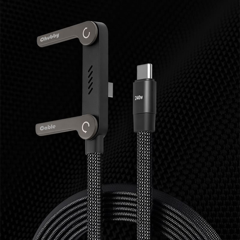 ChubbyCable StandLite-  240W Braided Fast Charge Cable With Built-in Phone Stand
