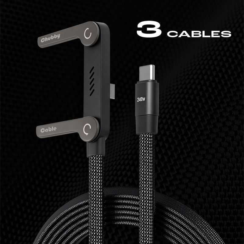 ChubbyCable StandLite-  240W Braided Fast Charge Cable With Built-in Phone Stand