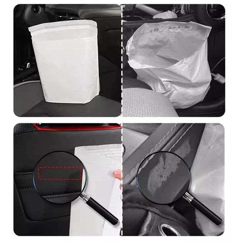Before and after bag use in car interior