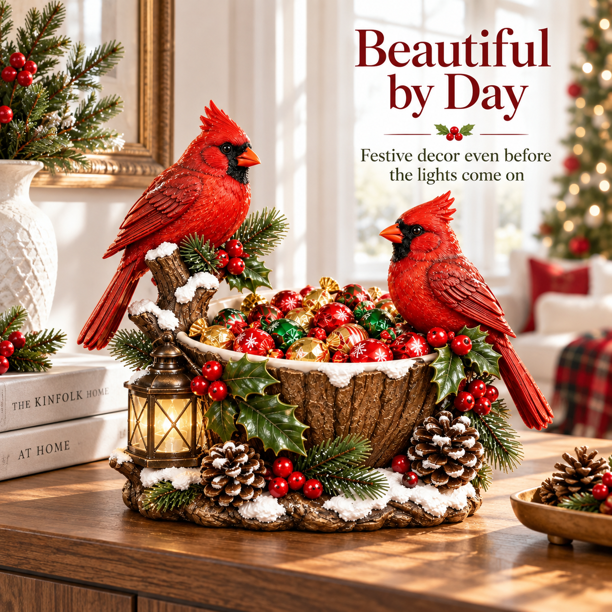 🔥Hot Sale 49% OFF❤️ Cardinal Christmas Treat Bowl – Lighted Holiday Candy Bowl & Tabletop Decor