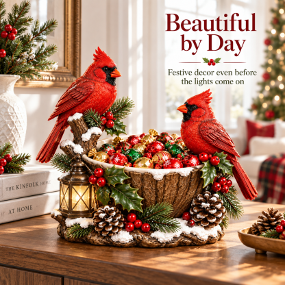 🔥Hot Sale 49% OFF❤️ Cardinal Christmas Treat Bowl – Lighted Holiday Candy Bowl & Tabletop Decor