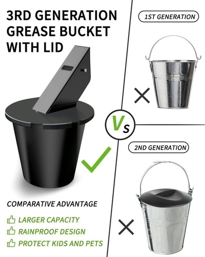🔥LAST DAY SALE 49% OFF✨Grease Bucket with Lid u0026 Silicone Liner
