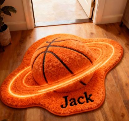 Personalized Galaxy Soccer Rug with Stunning Saturn Ring Effect for Kids and Sports Enthusiasts