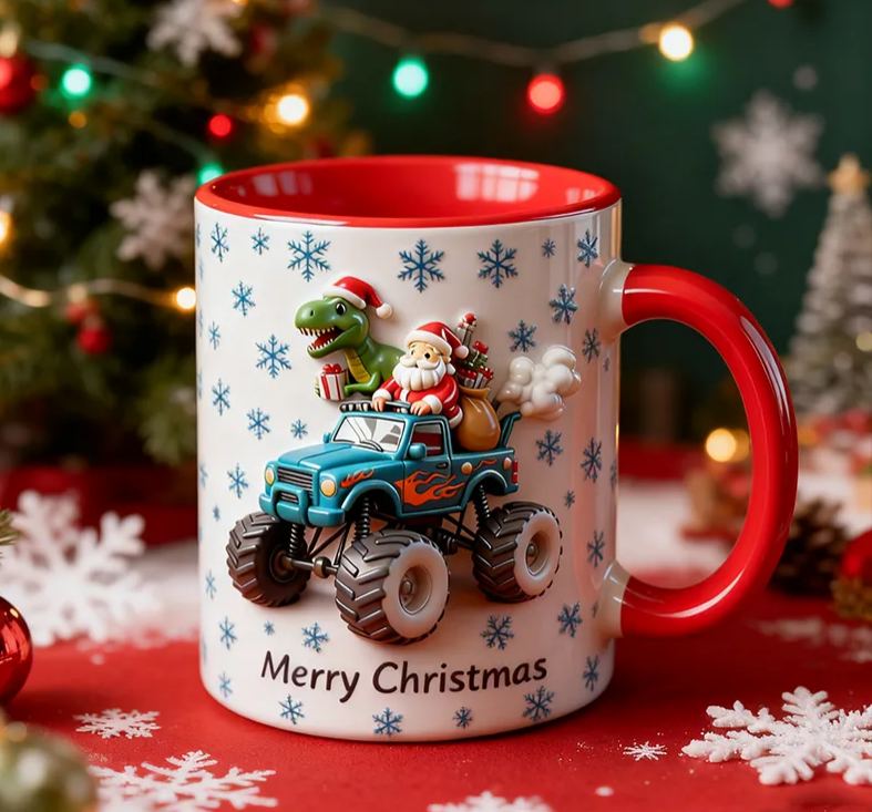 Personalized Dinosaur Motorcycle 3D Effect Mug Custom Name Bike Enthusiasts Gift