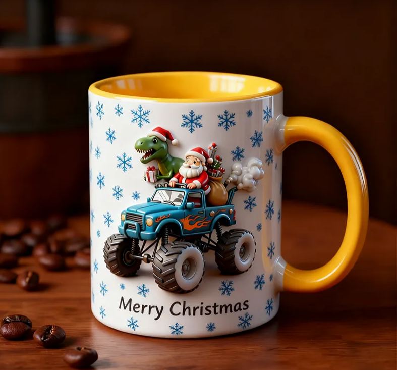 Personalized Dinosaur Motorcycle 3D Effect Mug Custom Name Bike Enthusiasts Gift