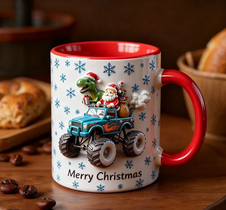 Personalized Dinosaur Motorcycle 3D Effect Mug Custom Name Bike Enthusiasts Gift