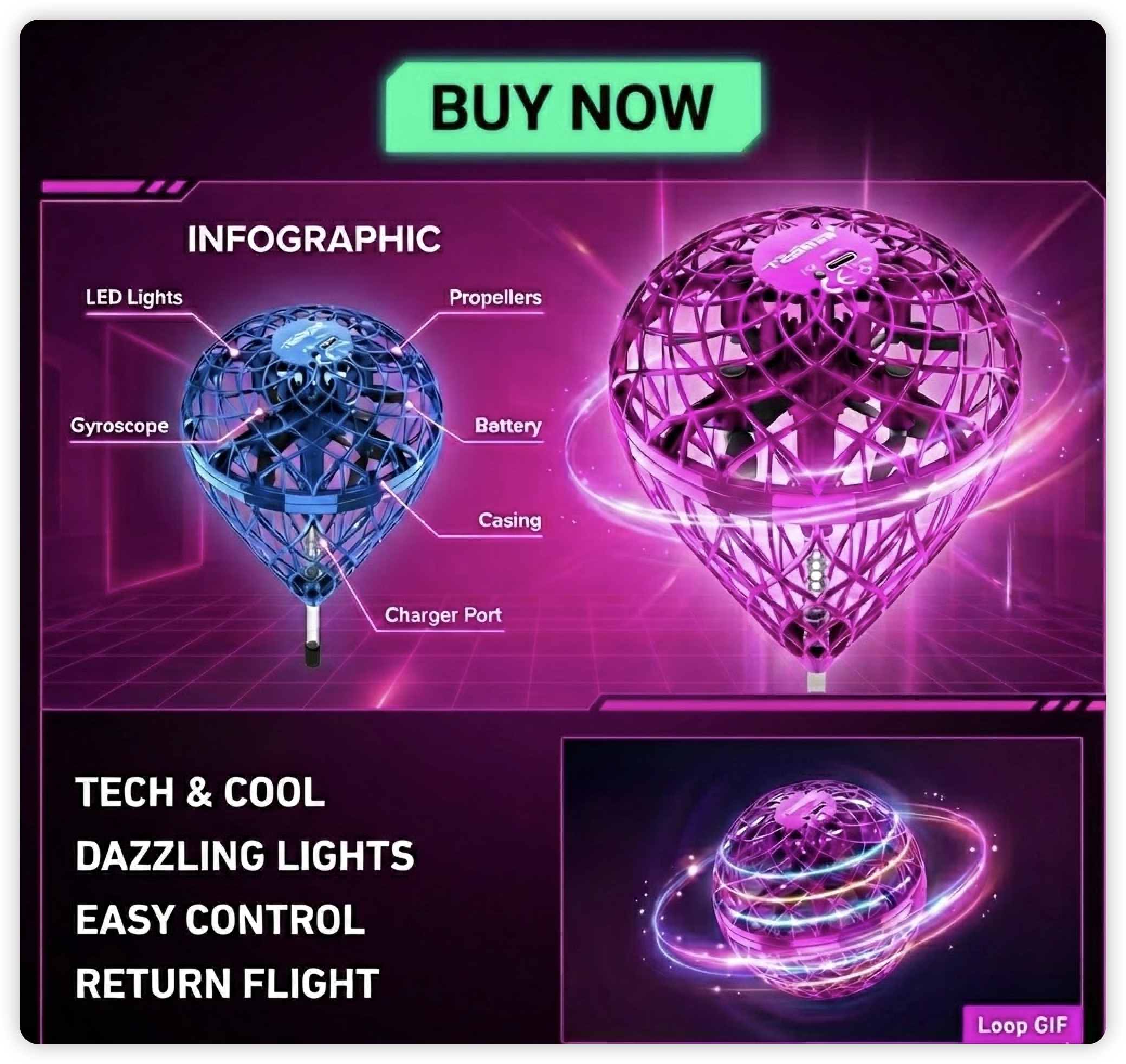 Flystars Flying Orb Ball Drone