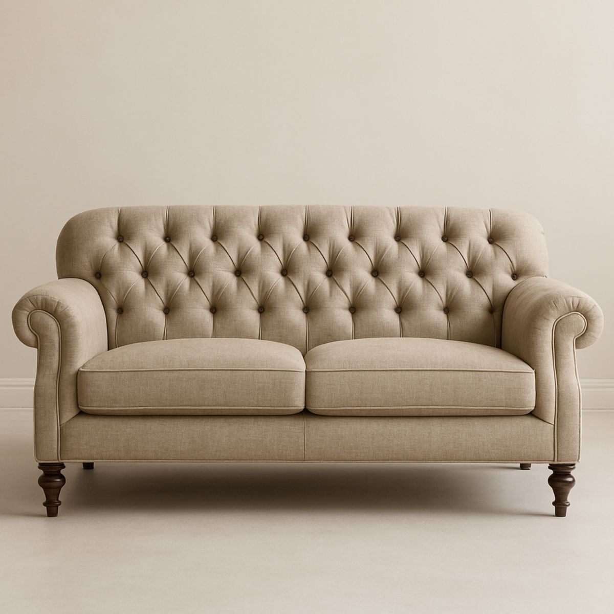 Sofa 2-Sitzer Leinen Beige 200x90x85 cm