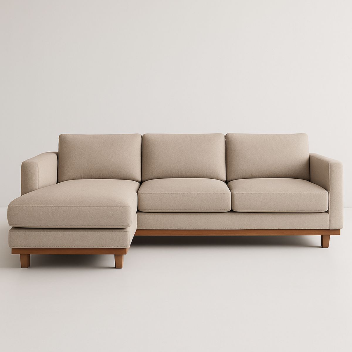 Ecksofa Stoff Polyester Beige mit Holzrahmen 280x160x85 cm