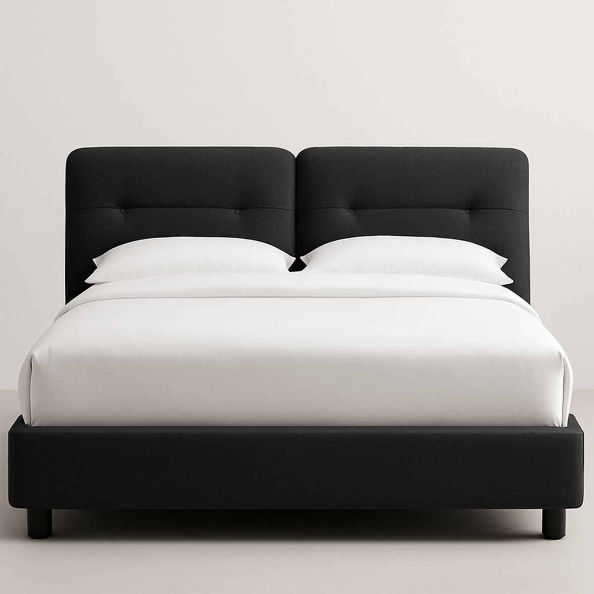 Polsterbett mit Kopfteil 140x200 cm Schwarz Stoff