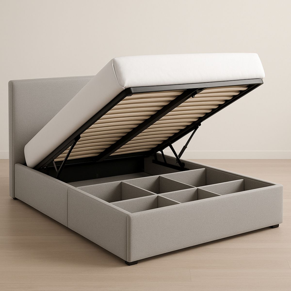 Stauraumbett mit Hebemechanismus Polsterbezug Grau 180x200 cm