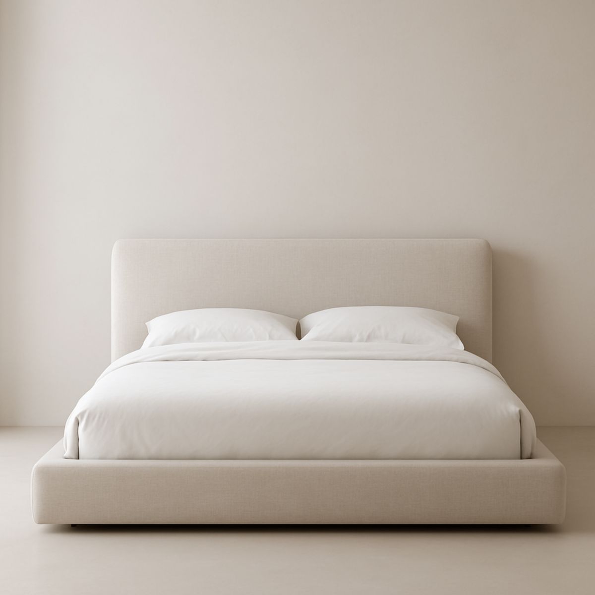 Polsterbett Leinen Baumwolle Beige Größe 200x180 cm
