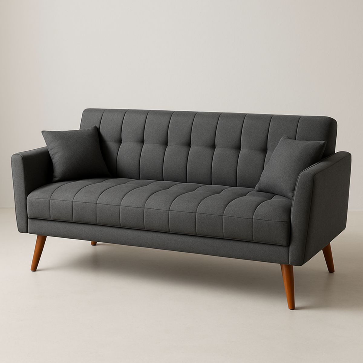 Dreier-Sofa mit Holzbeinen Polyester Dunkelgrau 200x85x90cm