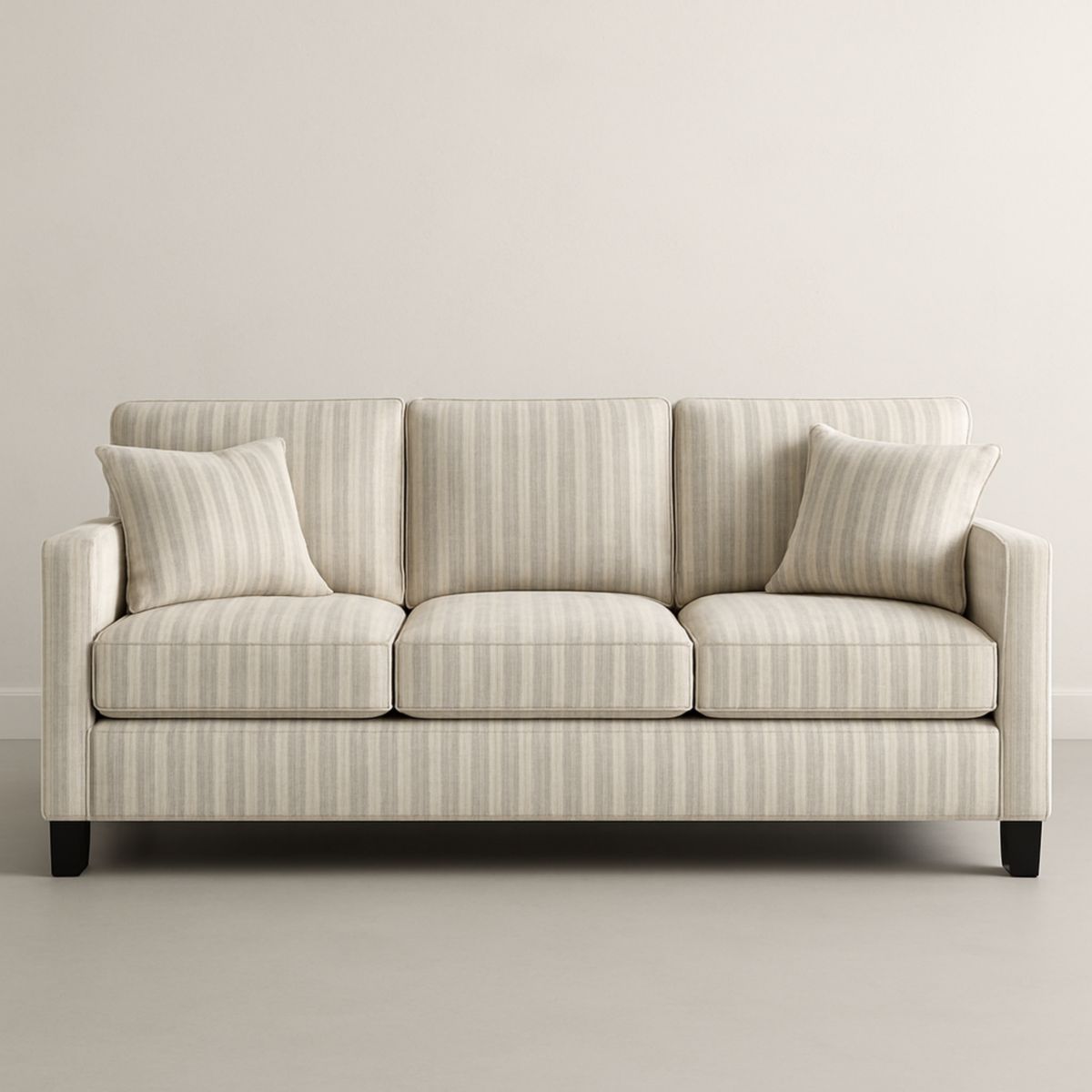 3-Sitzer Sofa Leinen Mischgewebe Gestreift Beige 210cm