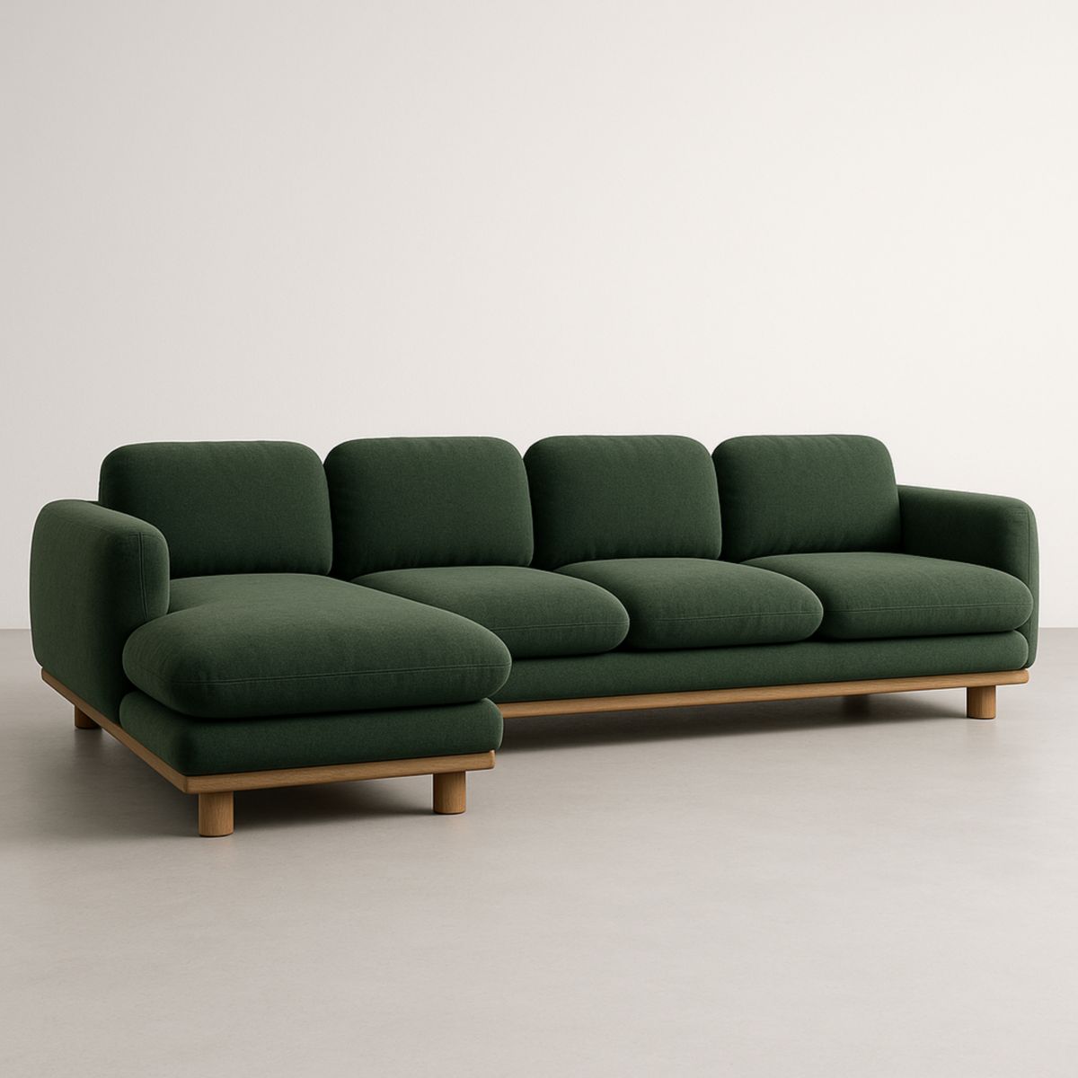 Dunkelgrünes Ecksofa Stoff mit Holzrahmen 250 cm x 150 cm x 85 cm