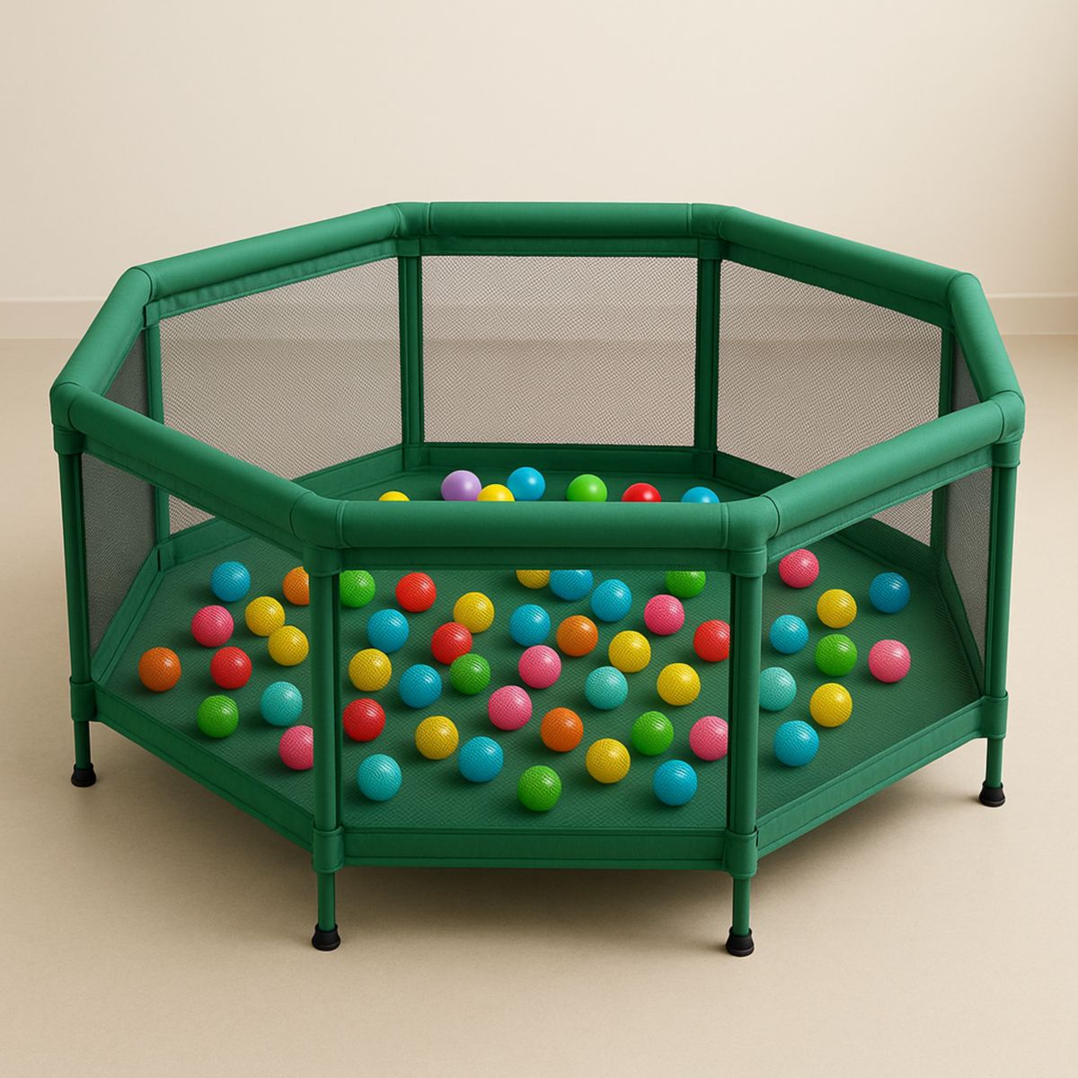 Kinderspielplatz Bällebad Octagon Metallnetz Grün 120cm