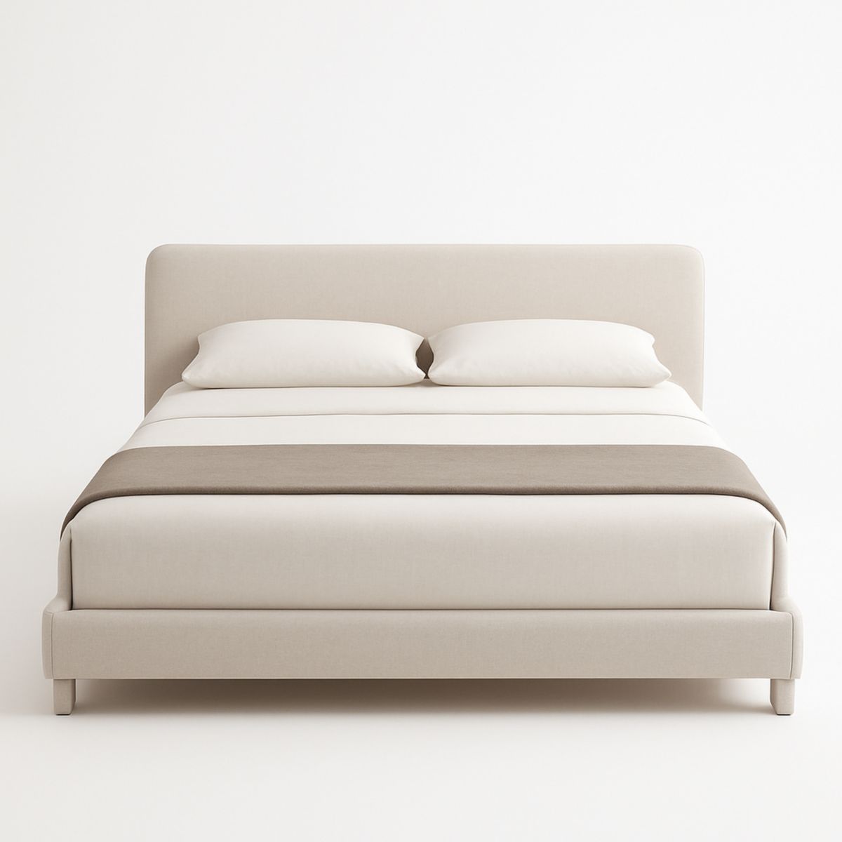 Doppelbett Polsterbett 200x180 cm Stoff Beige Rechteckig