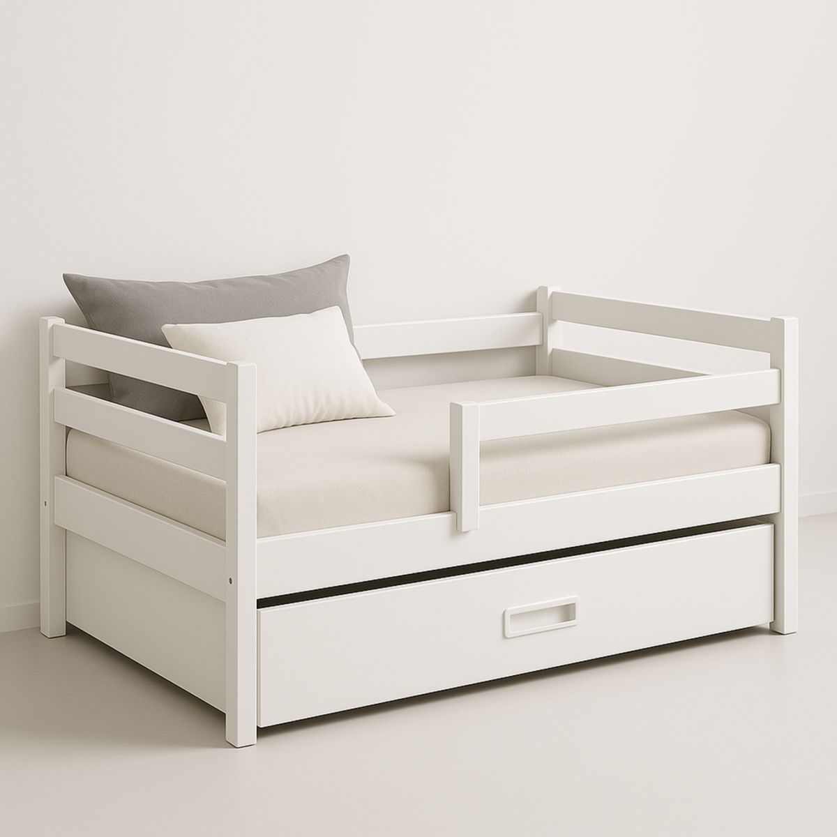 Kinderbett mit Schublade Weiß Kiefernholz 200x90x80 cm