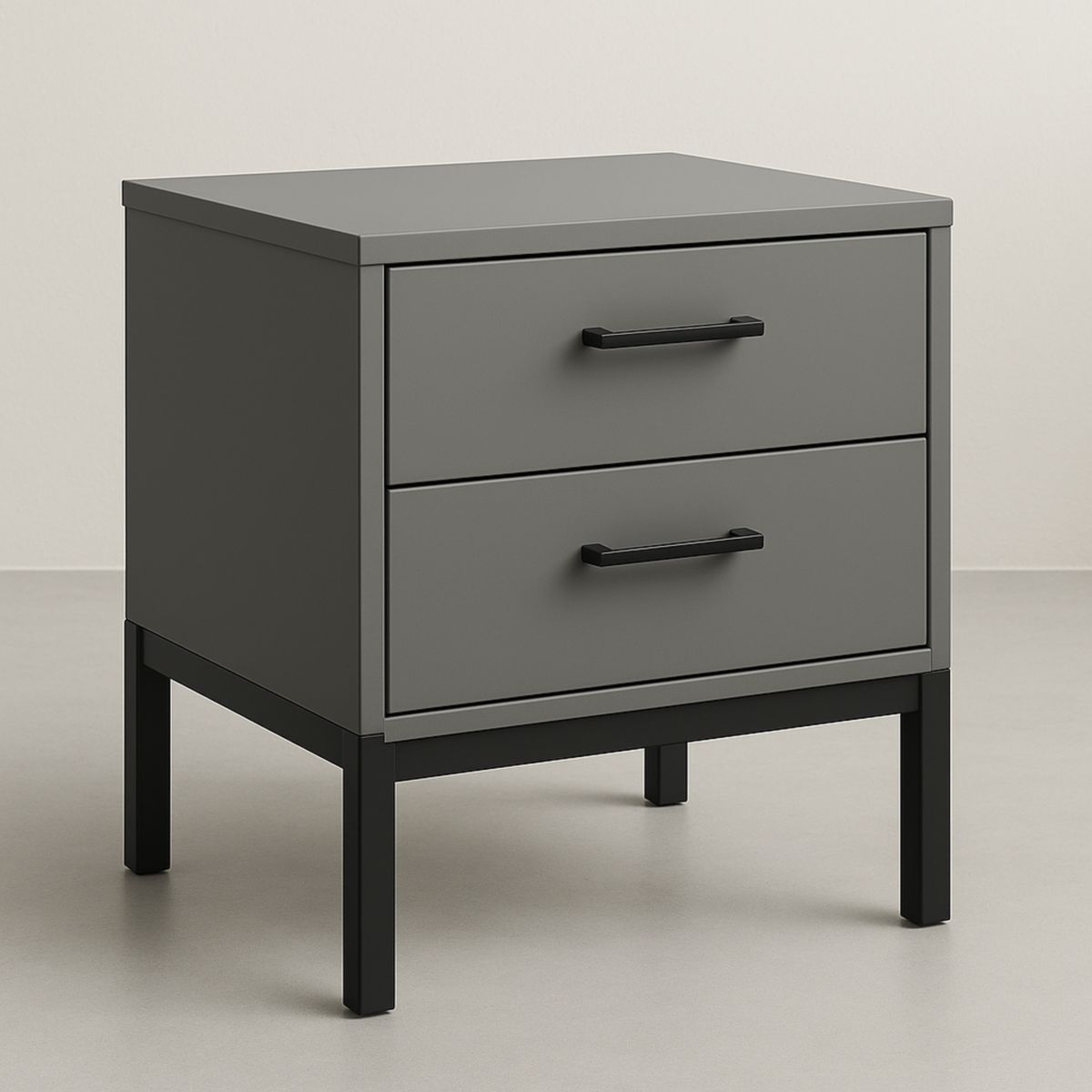 Nachttisch Rechteck Holzfaserplatte/Metall Grau 50x40x45 cm