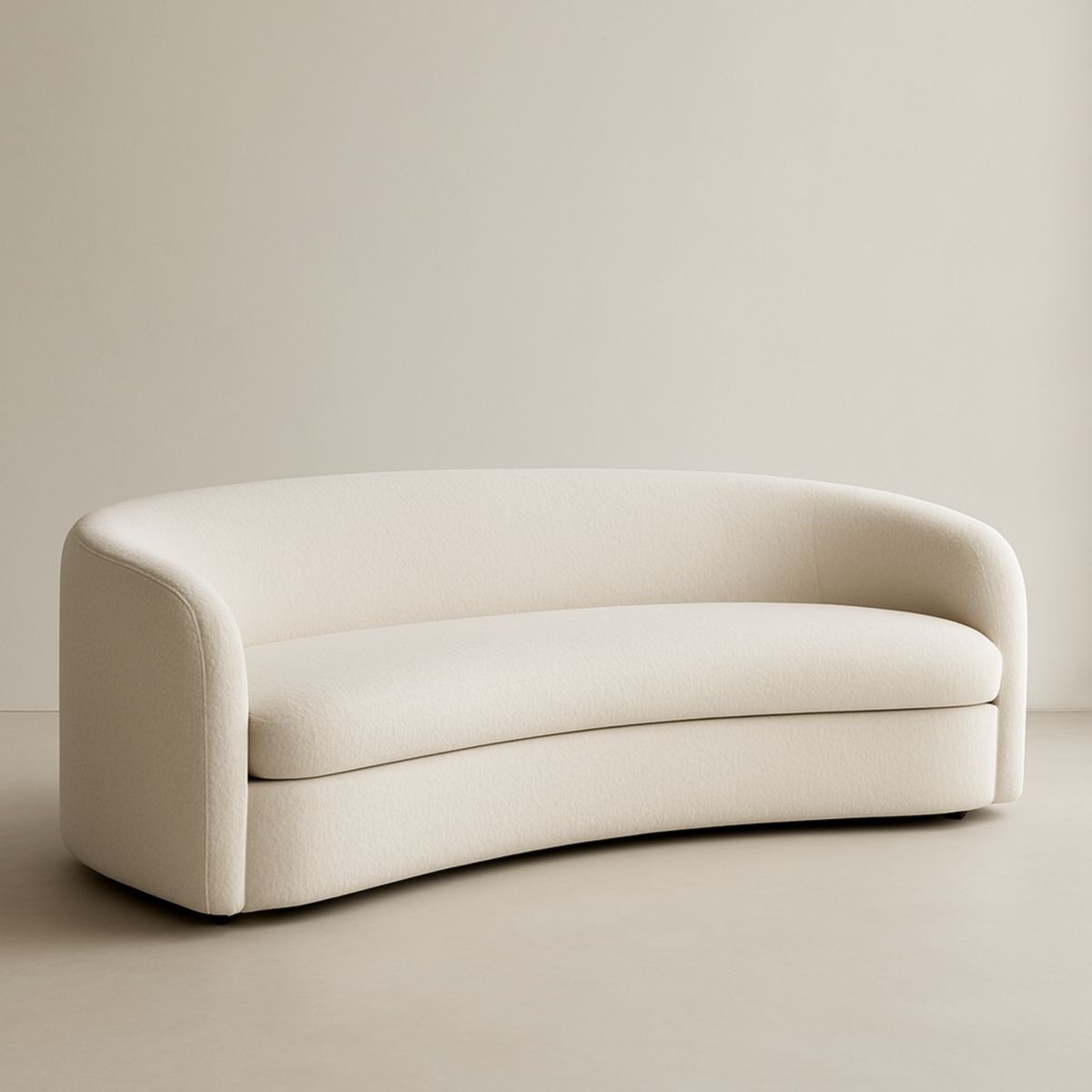 Sofa Halbkreis Bouclé Creme 220cm