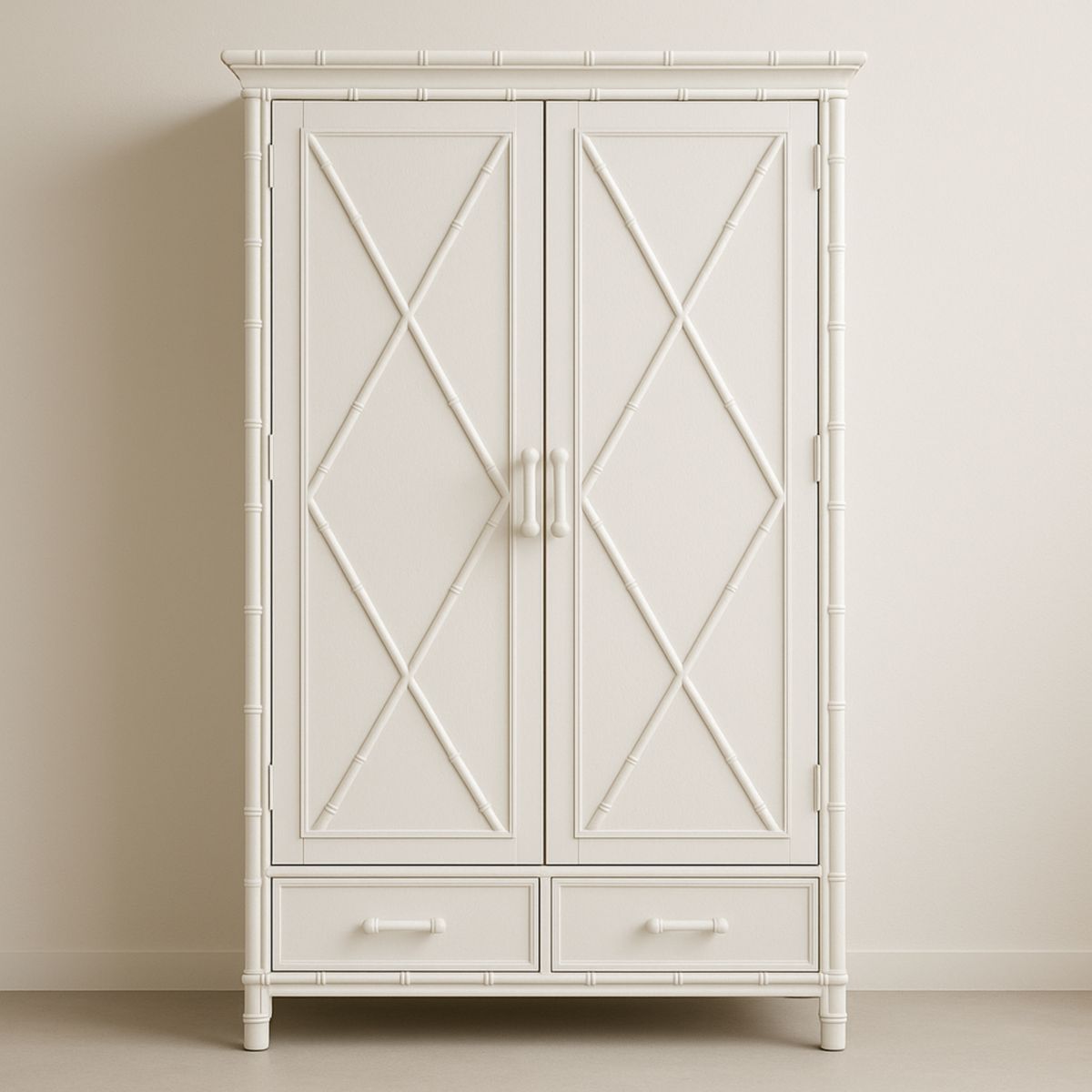 Kleiderschrank Rechteck Holz Weiß 200 cm Höhe 120 cm Breite 60 cm Tiefe