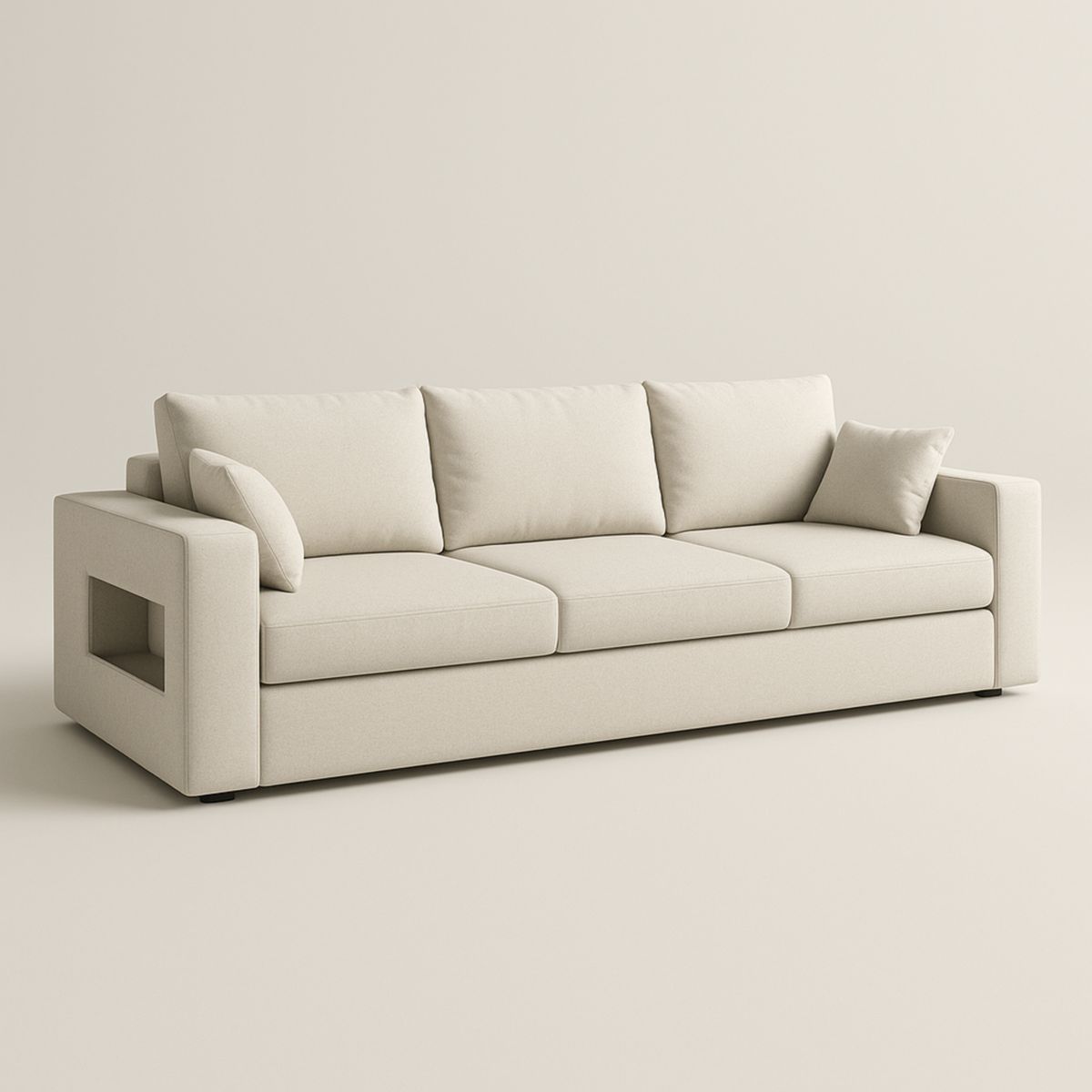 Beiges Dreisitzer Sofa Baumwoll-Leinen 210x90x85 cm Rechteckig