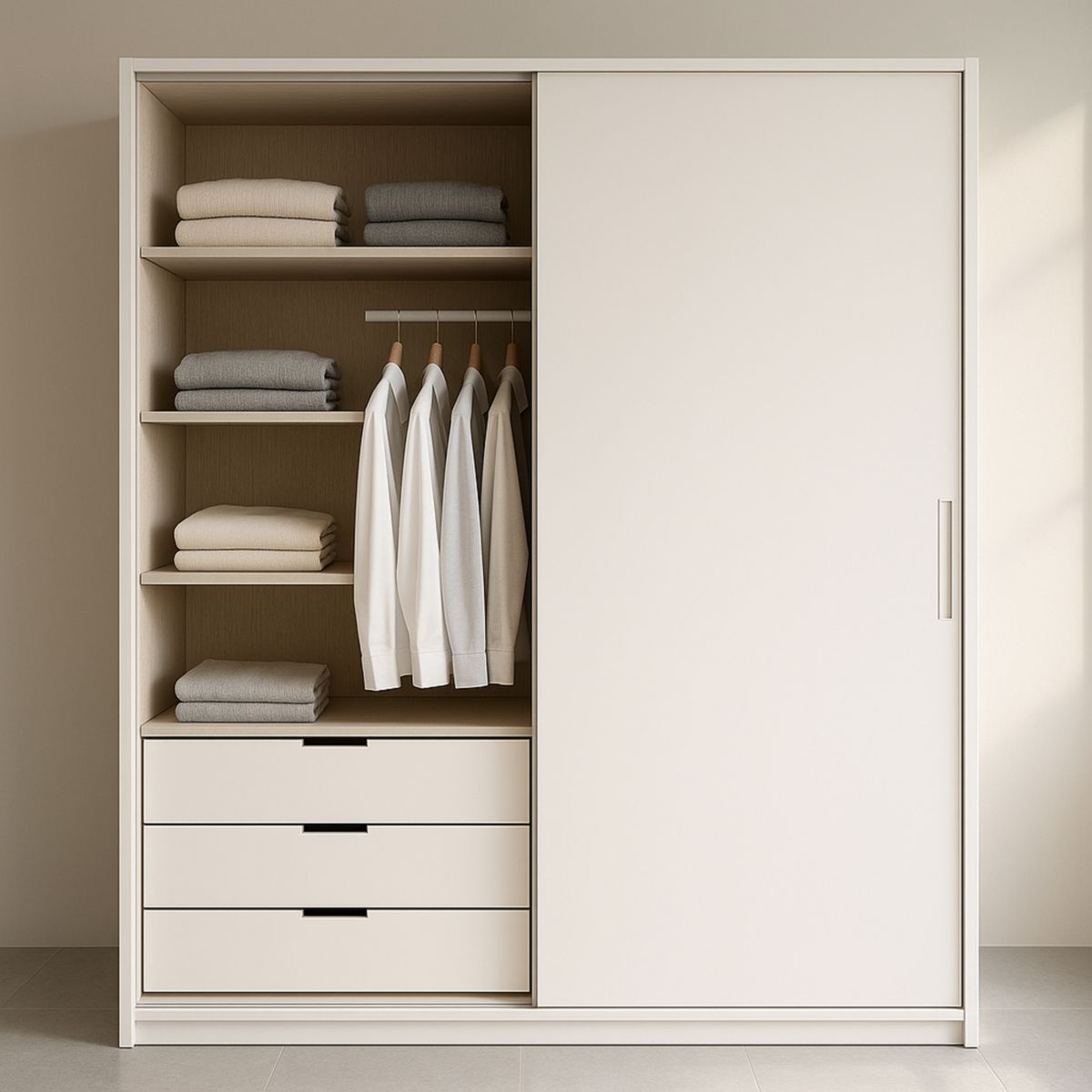 Kleiderschrank Schiebetür Rechteck Spanplatte Weiß 200x60x220 cm