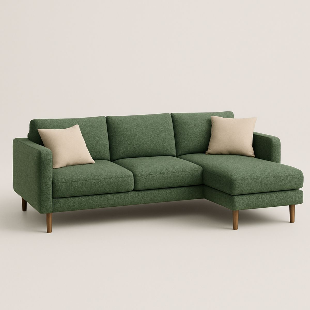 Ecksofa Stoff Grün mit Kissen 220 cm x 85 cm x 150 cm