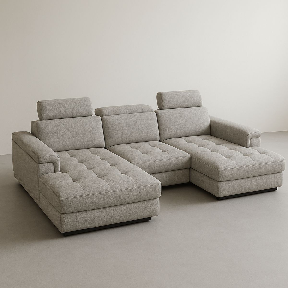 Ecksofa Stoff Grau mit verstellbaren Kopfstützen 300x200 cm