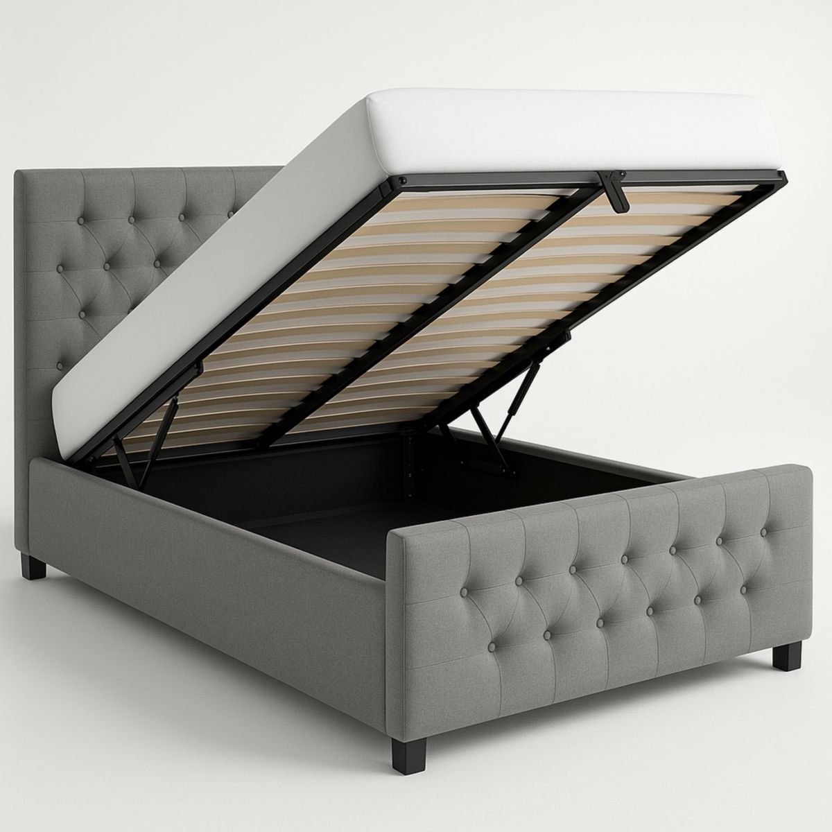 Polsterbett mit Stauraum Stoff 180x200 cm Grau