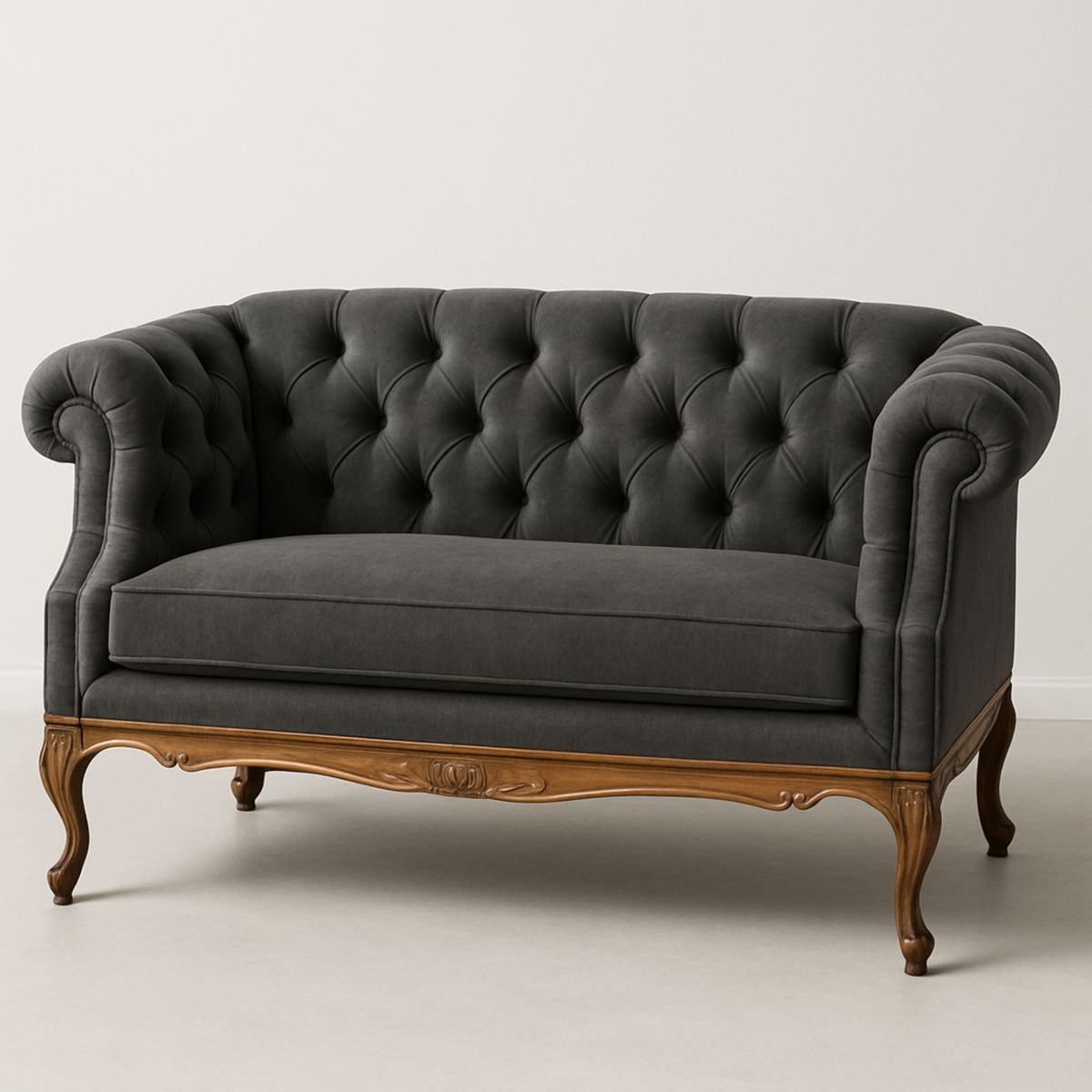 2-Sitzer Sofa Chesterfield-Design Samt Anthrazit