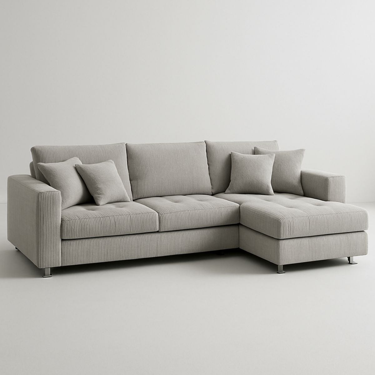 Ecksofa Cordstoff Grau 300cm x 200cm x 85cm