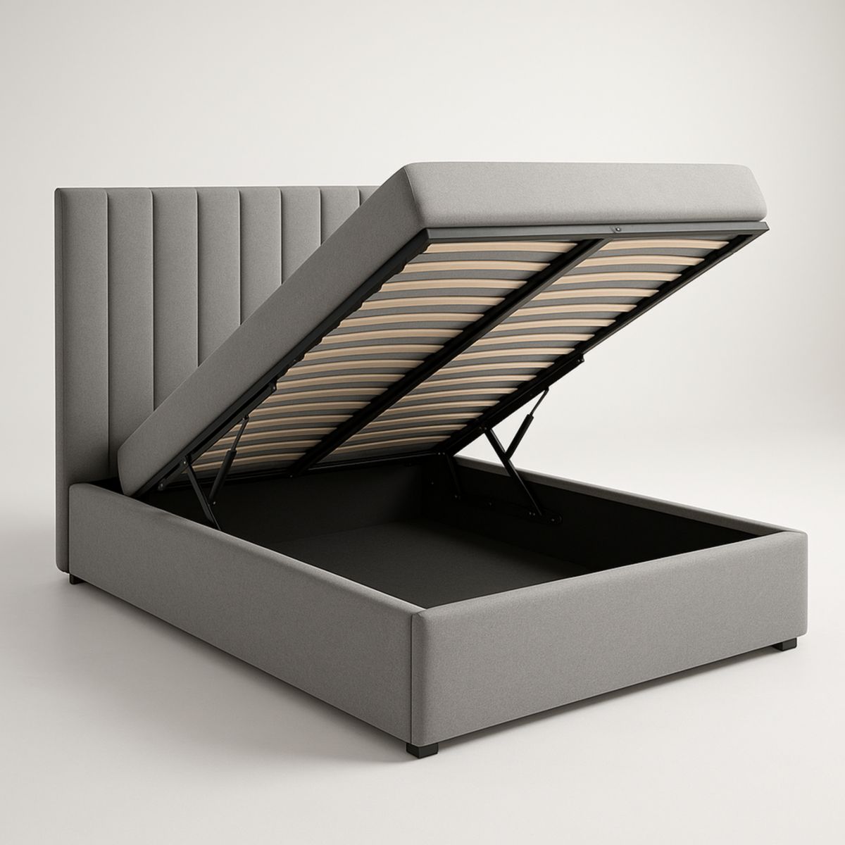 Bett mit Stauraum Stoff Grau 160x200 cm