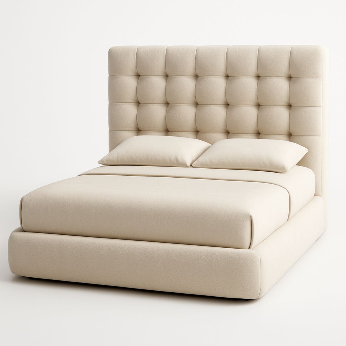 Gepolstertes Doppelbett Stoff Beige 200x180x120 cm