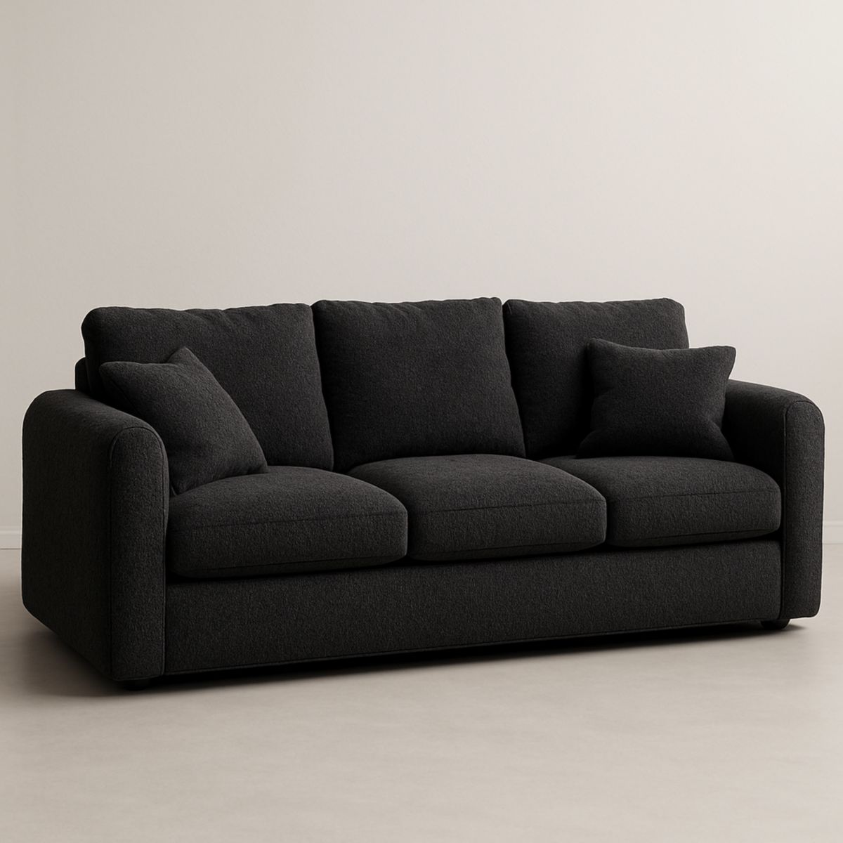 Sofa 3-Sitzer Polyestergewebe Schwarz 210x90x85 cm