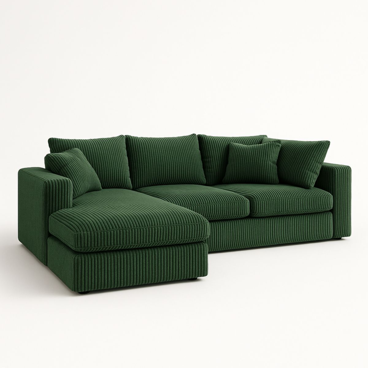 Ecksofa mit Chaiselongue Cordstoff Dunkelgrün 270x160x85 cm