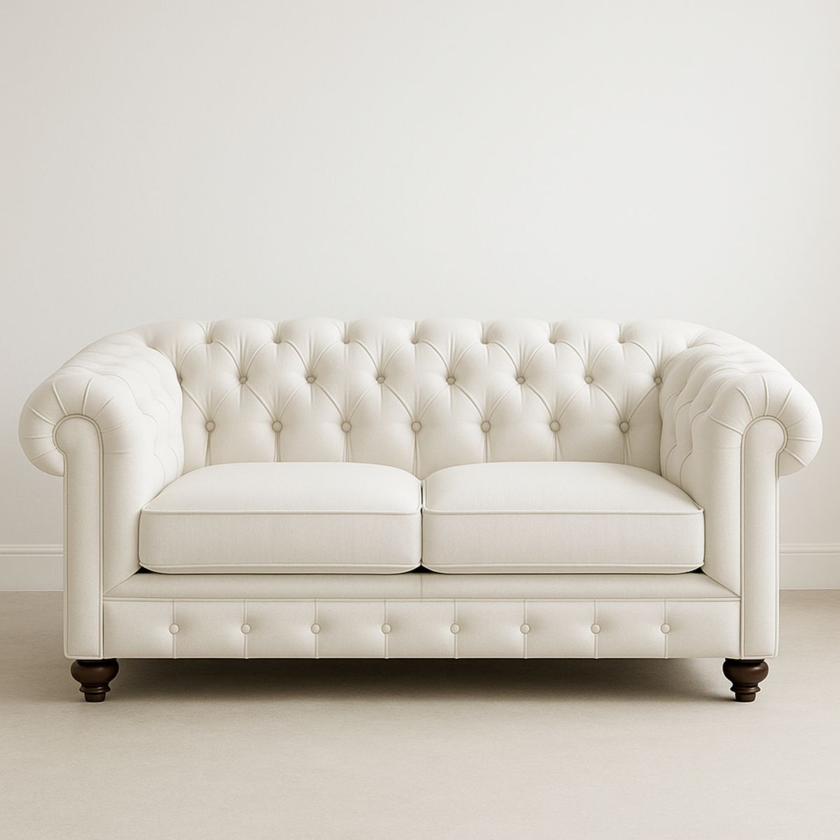 Sofa aus Leinen Beige 2-Sitzer mit Holzbeinen 200cm